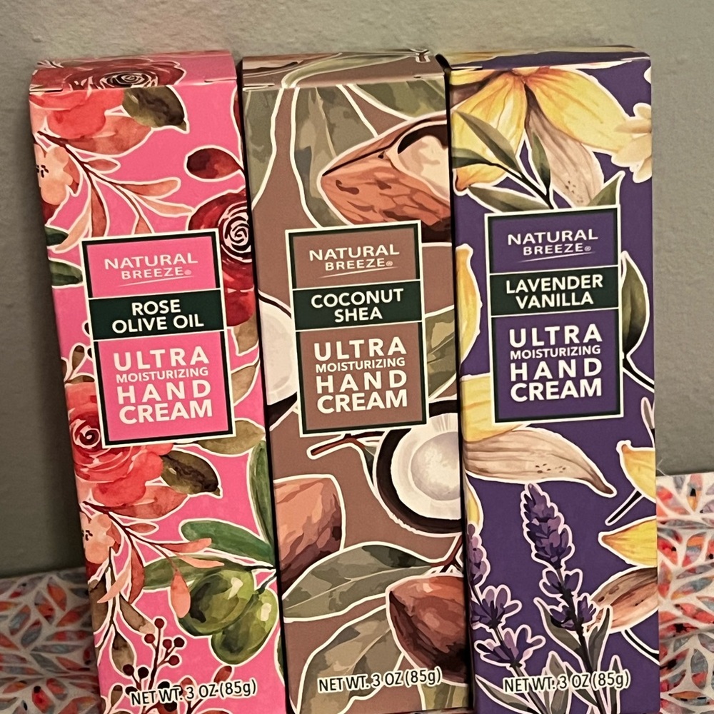 Luxury Ultra Moisturizing Hand Cream TRIO by Natural Breeze    🌹🥥🪻